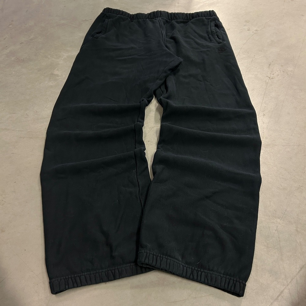 Nike Sportswear Mens XXL Black Cotton Fleece Sweatpants Open Hem J260